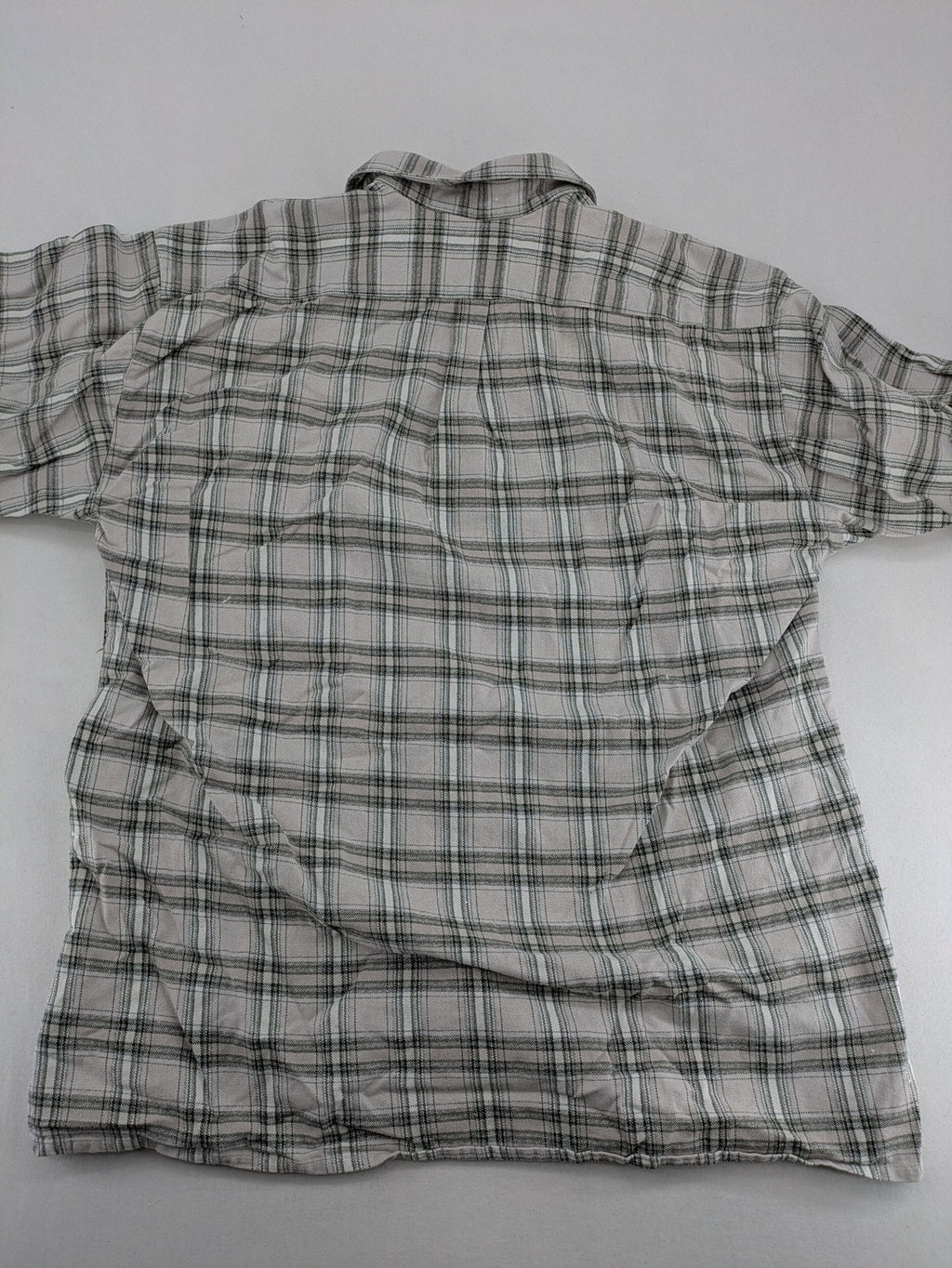 OS Trachten dirndl shirt grey green checkered cotton with decorative buttons and chest pocket