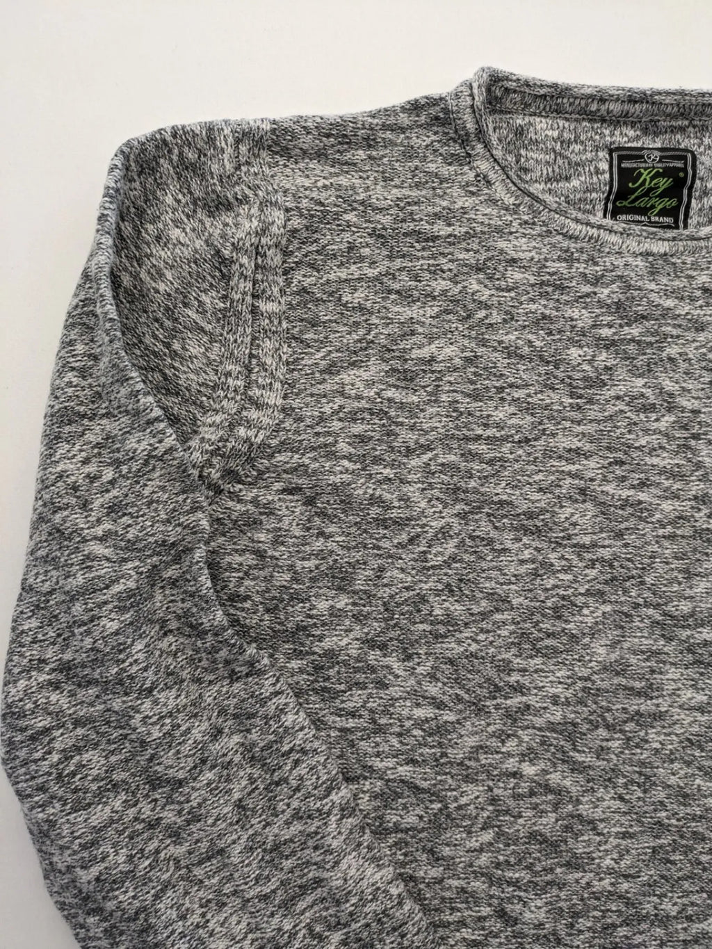 Key Largo grey turtle neck jumper with blue accents and chest pocket, cotton blend.