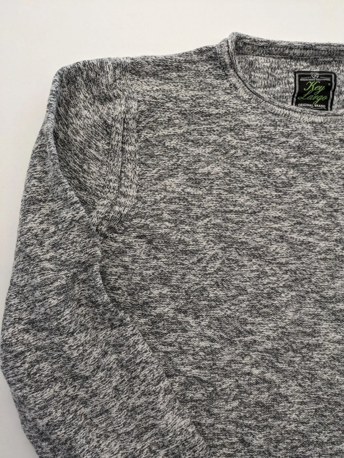 Key Largo grey turtle neck jumper with blue accents and chest pocket, cotton blend.