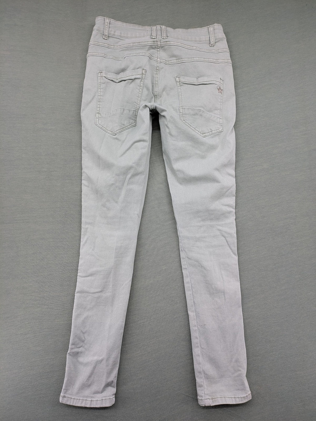 Jewelly grey straight jeans slim fit with silver decorative studs along side seams.
