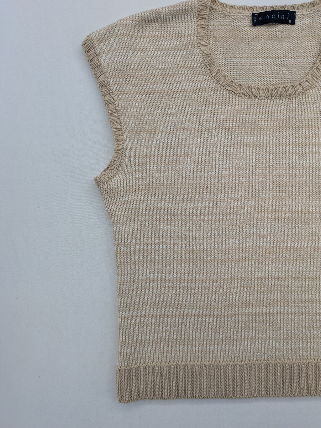 Pencini beige turtle neck jumper, sleeveless design, soft merino wool blend.
