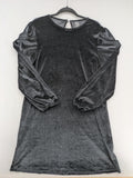 up2 fashion black velvet cocktail dress with puff sleeves and keyhole neckline detail