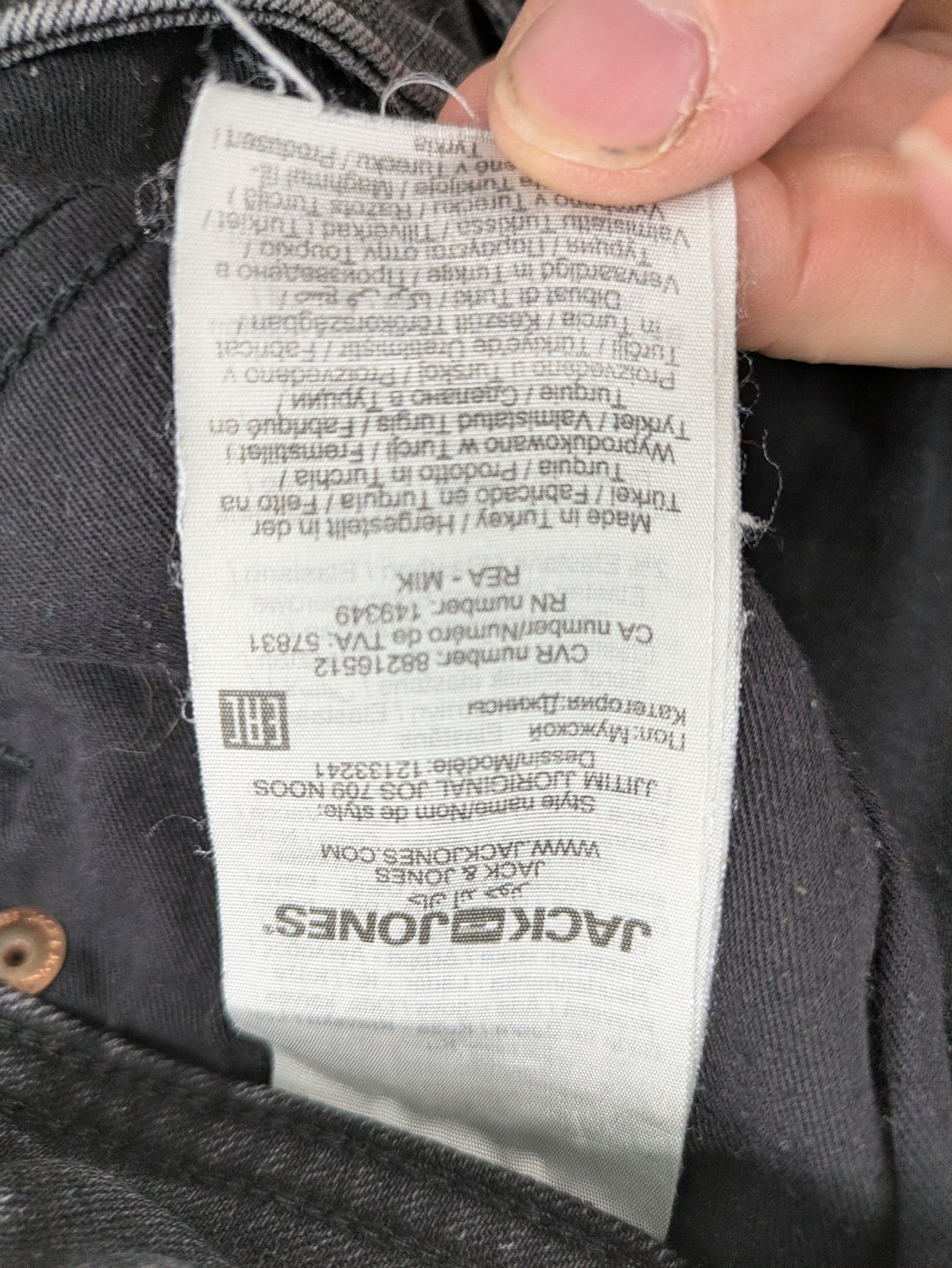 Jack & Jones straight jeans faded black grey wash five-pocket design stretch denim
