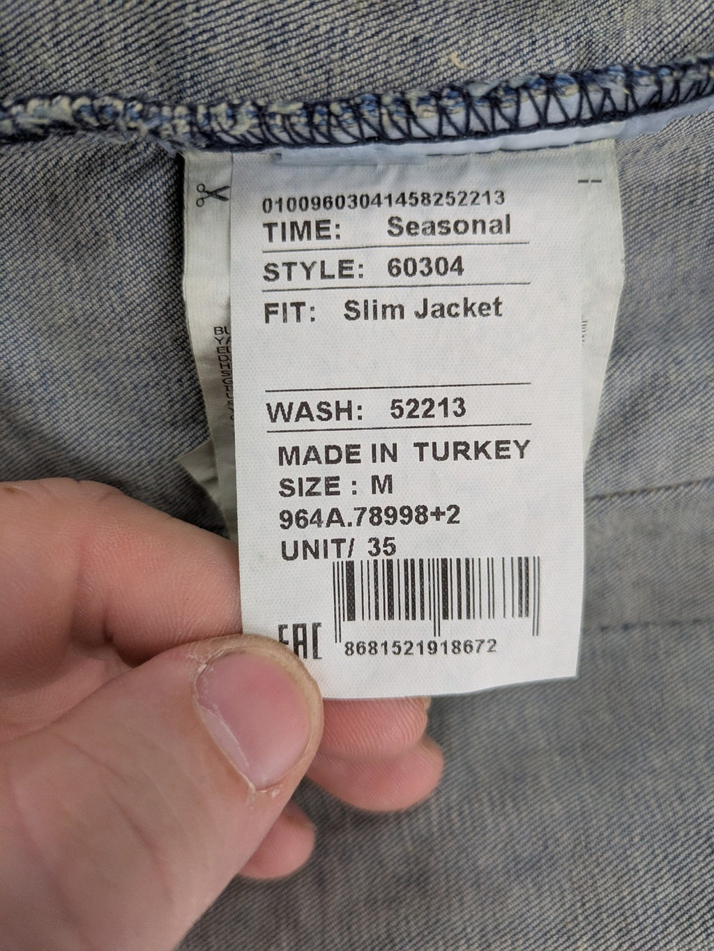 LTB blue denim jacket slim fit used look with button closure and chest pockets