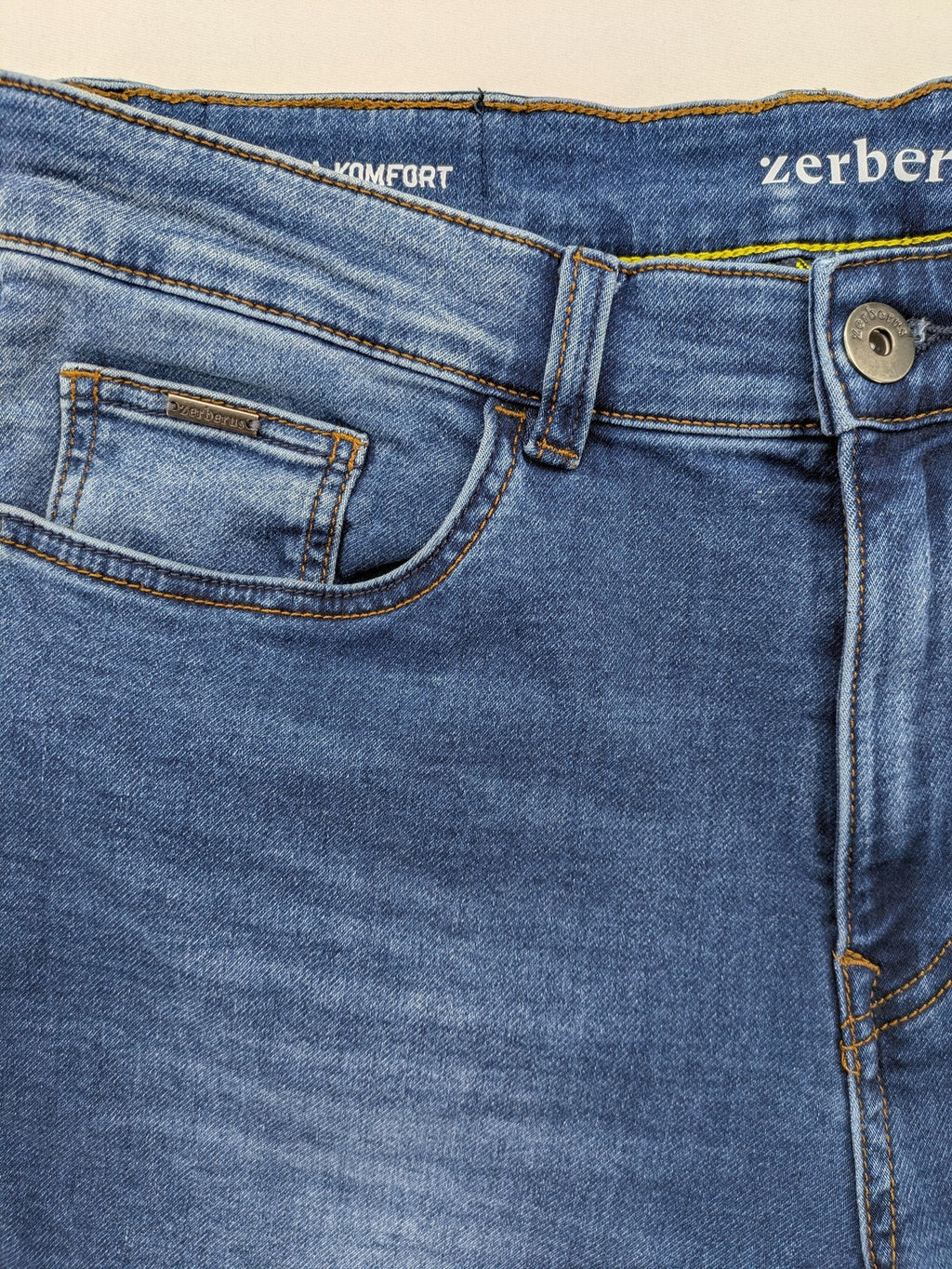 Zerberus blue straight jeans classic five-pocket design premium denim stretch material
