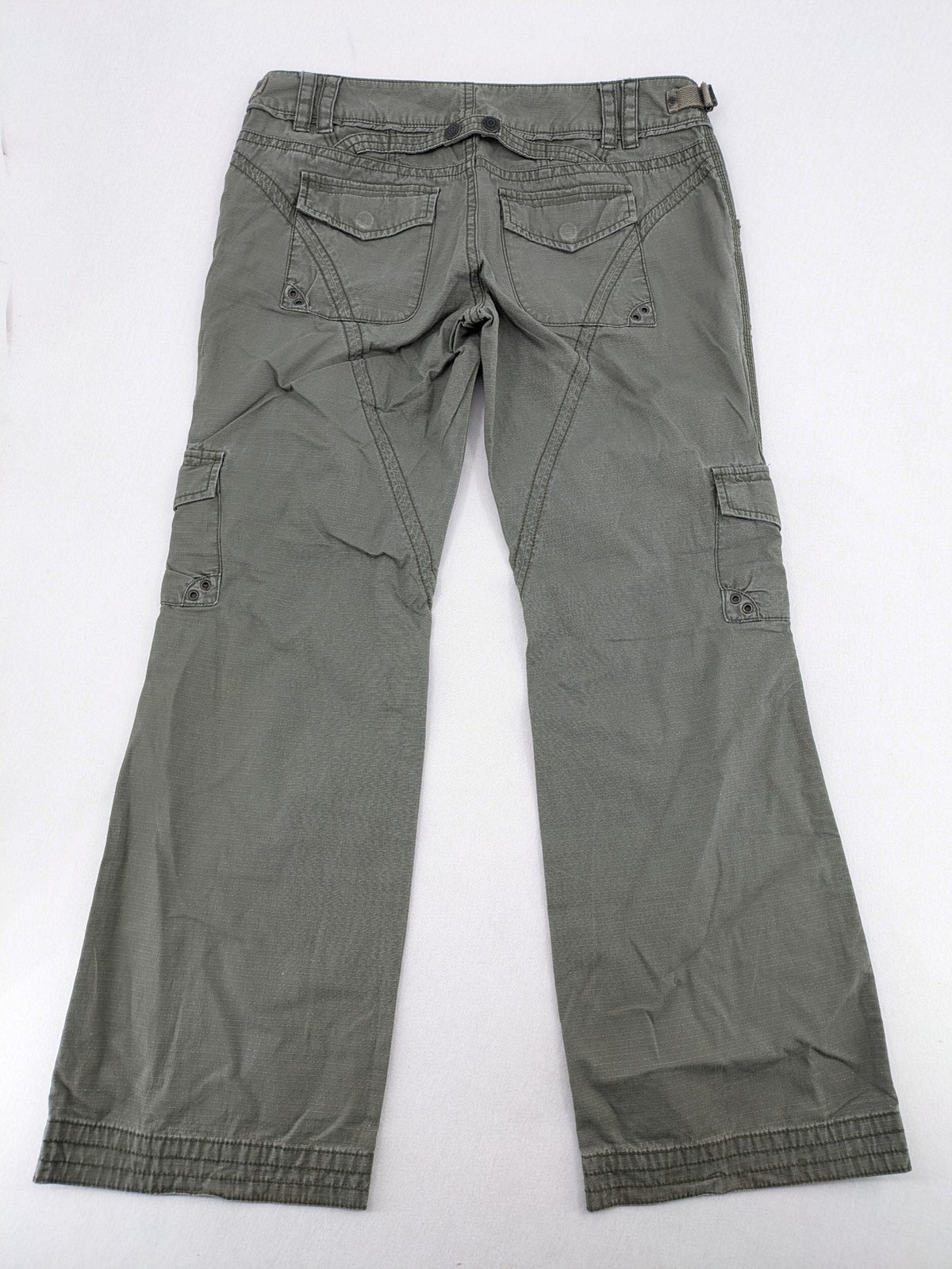 edc by Esprit khaki cargo pants ripstop fabric with multiple pockets and button fly