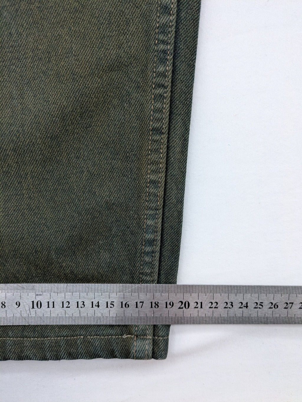 Levi's green 550 relaxed fit tapered jeans, vintage denim, made in USA.