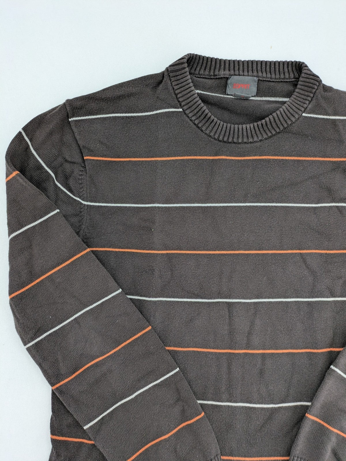 Esprit orange striped turtle neck jumper with logo patch and ribbed cuffs.