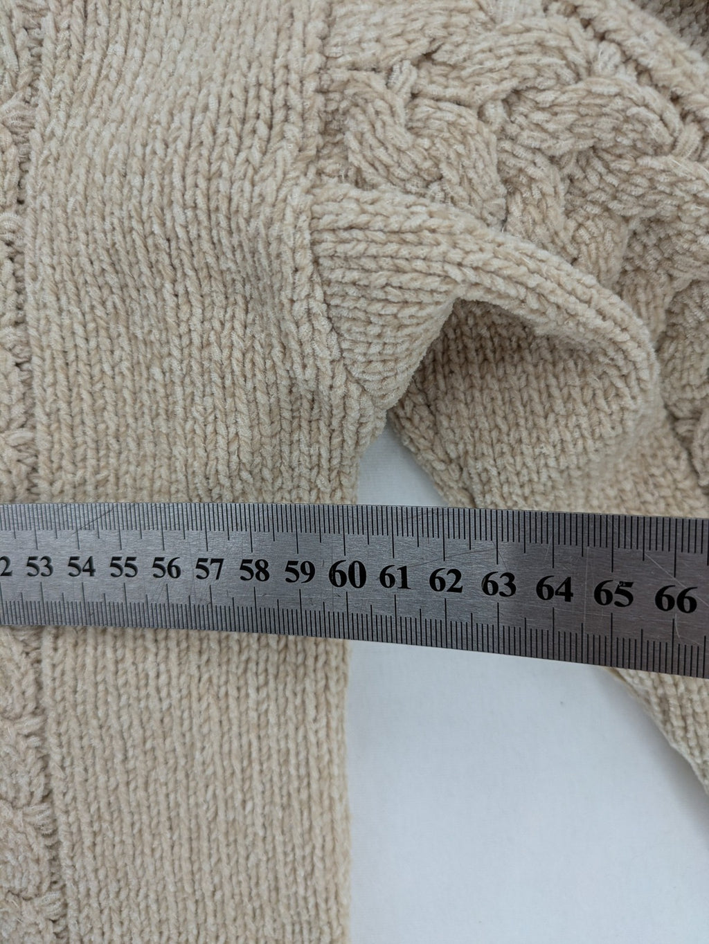 Scotch & Soda beige turtle neck jumper with intricate cable knit pattern.