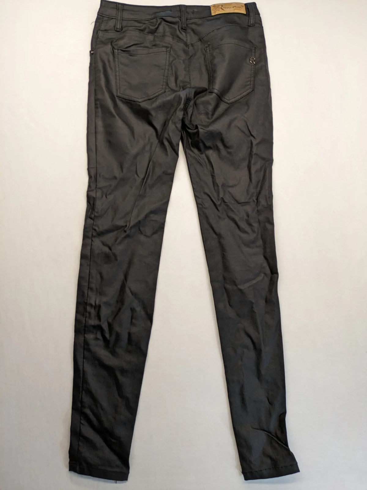 Rinascimento black straight jeans faux leather look skinny fit with glossy finish