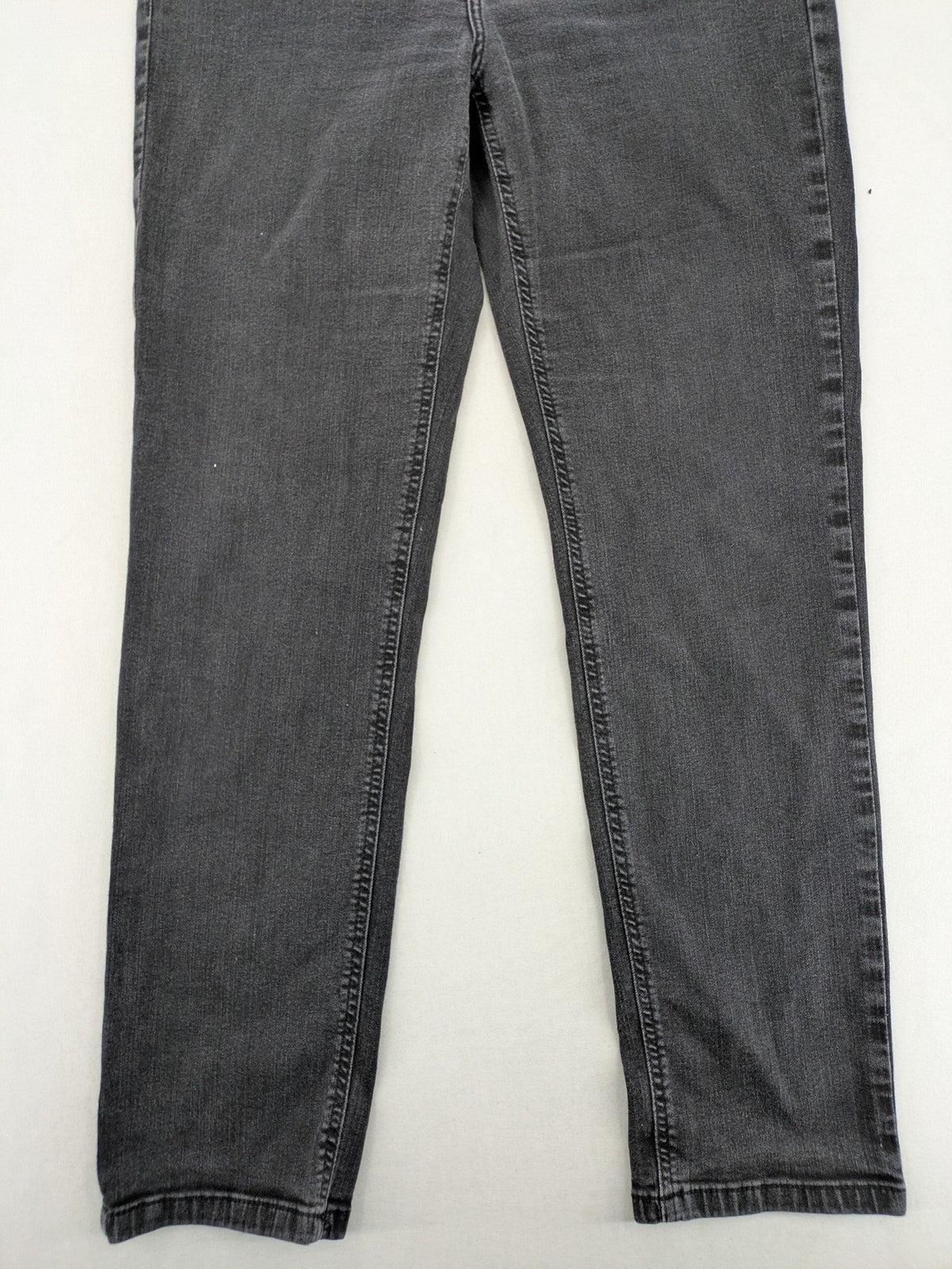 Angels grey straight jeans with 5-pocket design and faded black wash.