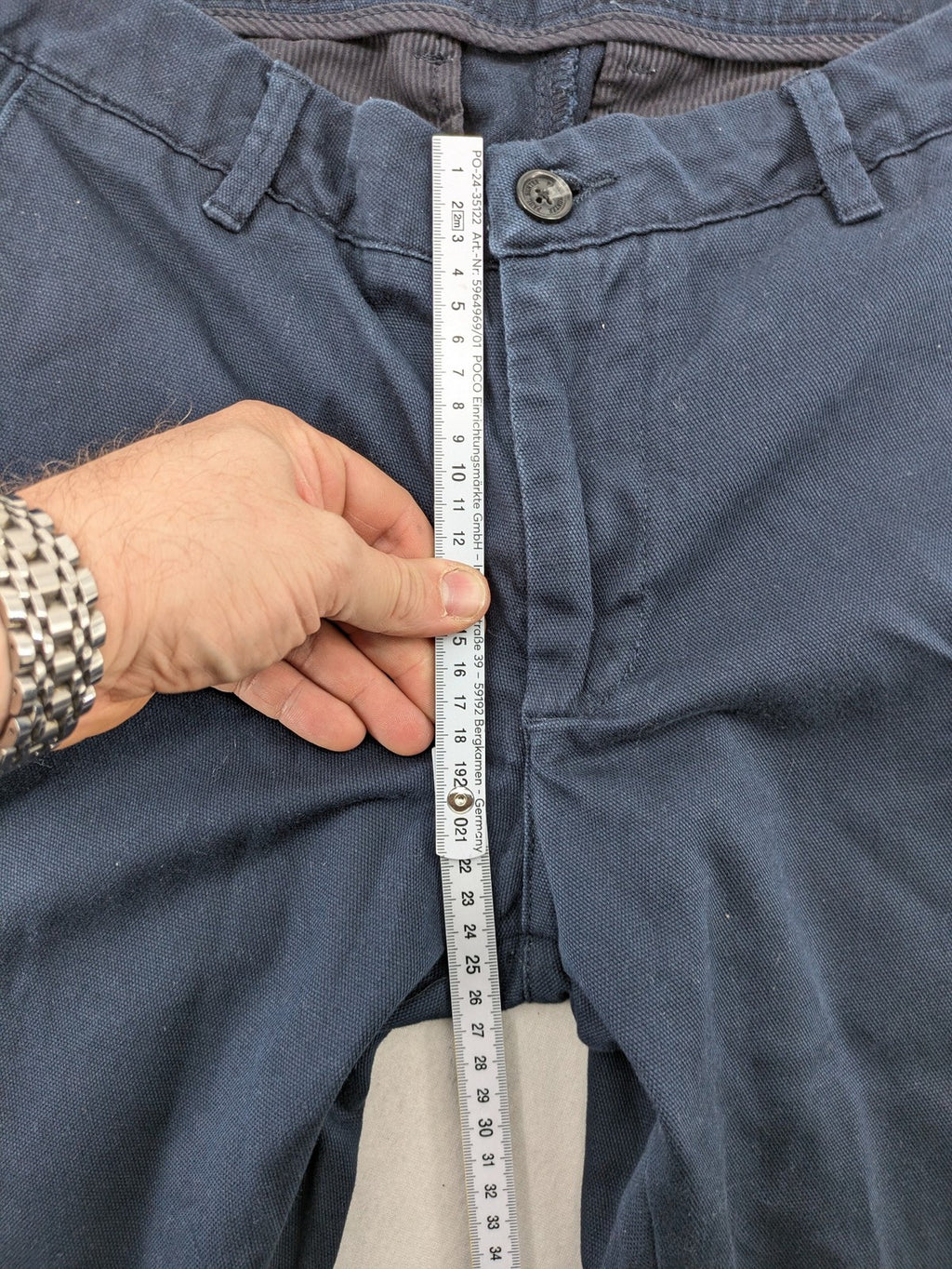 Paul Hunter navy chino pants regular fit cotton blend with stretch for comfort.