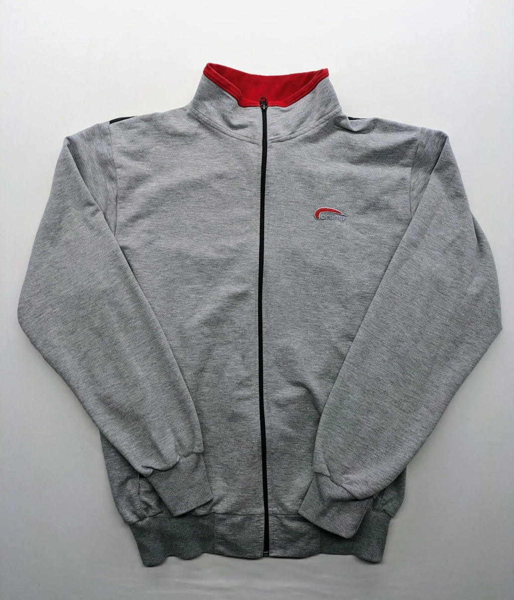 Cramp Sport grey training jacket XXL with red collar and embroidered logo.