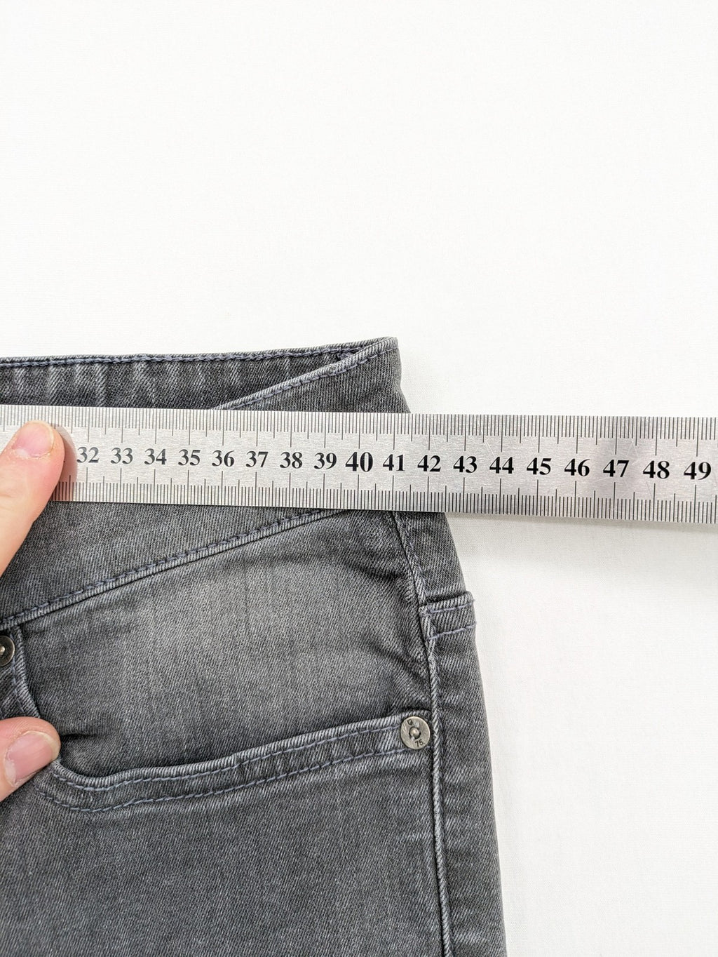 Clockhouse grey skinny fit jeans with biker ribbed panels and subtle distressed details.