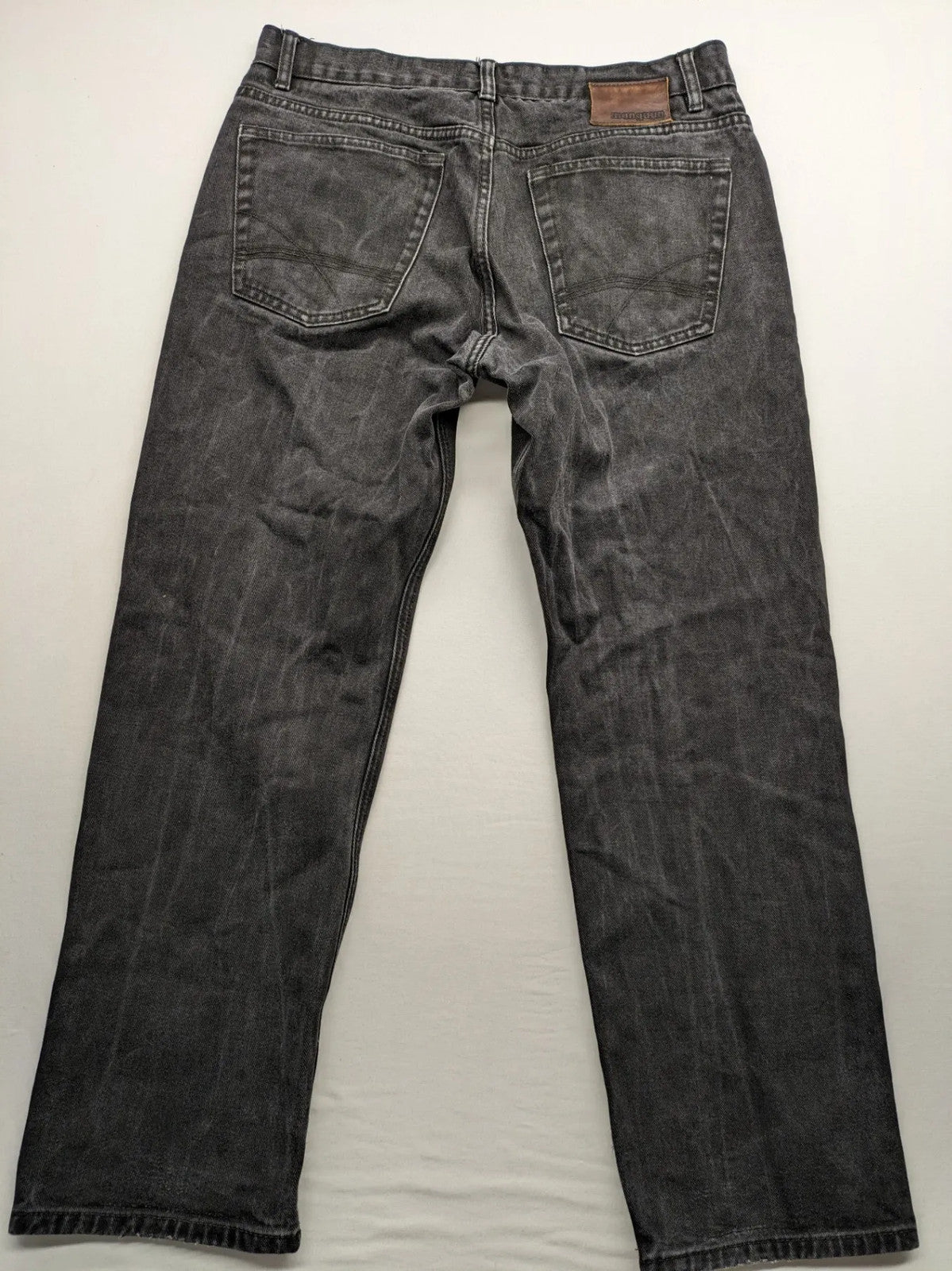 Manguun straight jeans black grey washed denim 5-pocket design regular fit