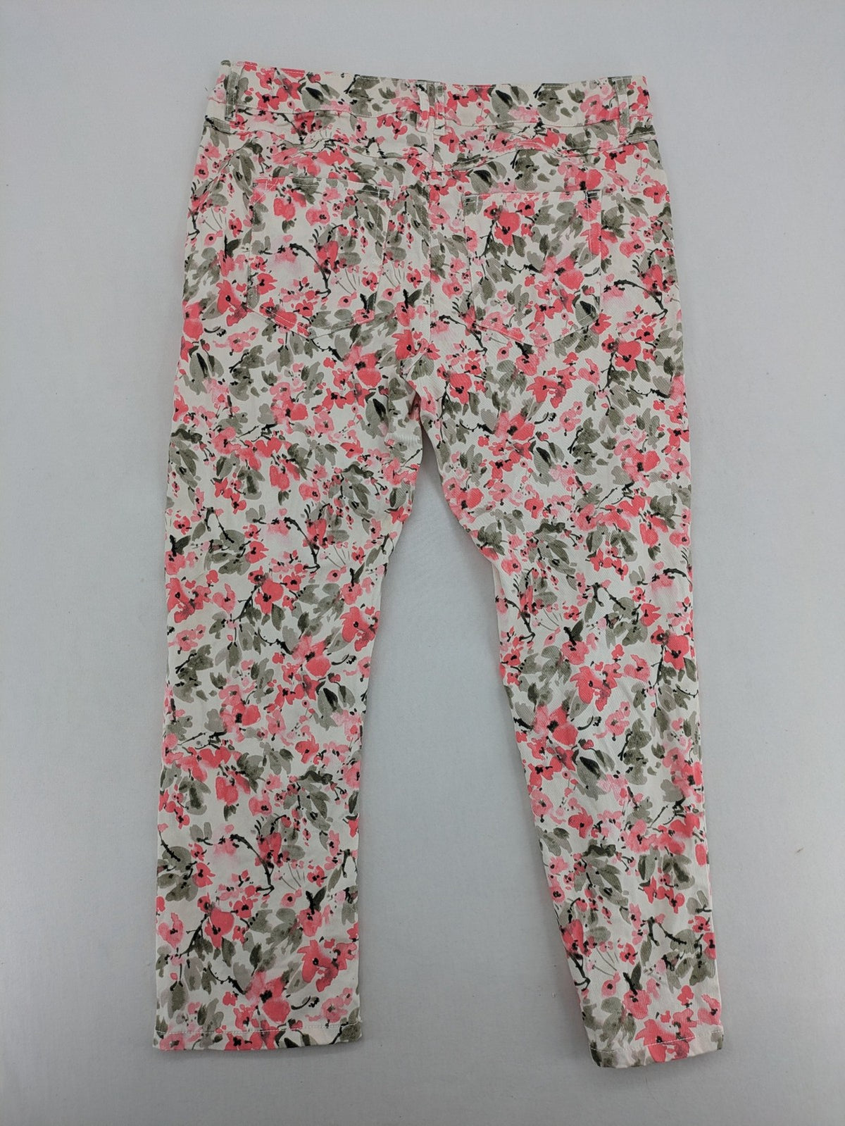 ever.me multi pants high waist floral pattern cotton blend with button closure