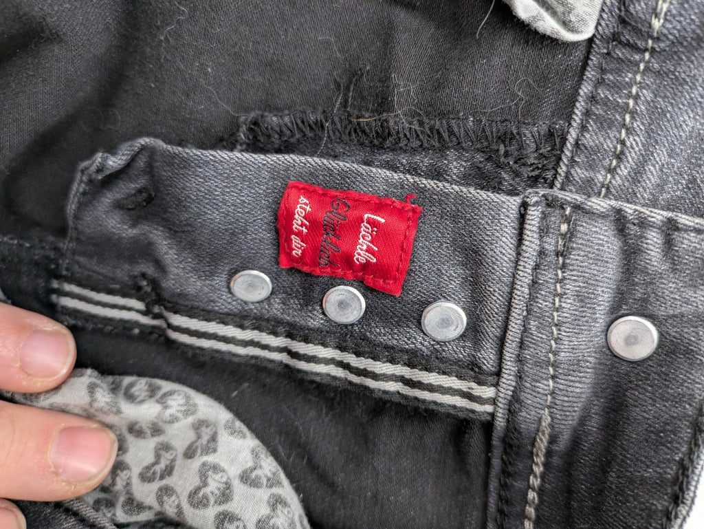 multiblu grey skinny jeans faded wash five-pocket design with button closure