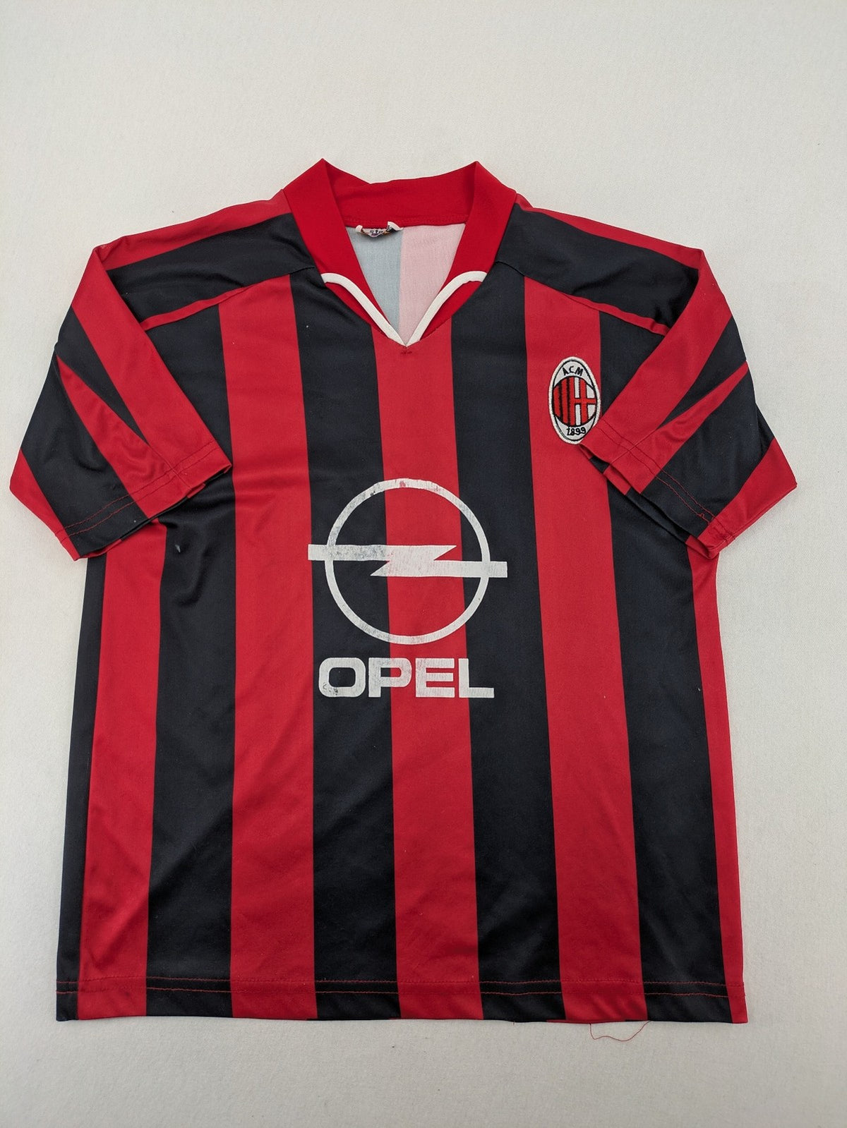 Opel AC Mailand soccer jersey black red white Shevchenko 7 vintage stripes