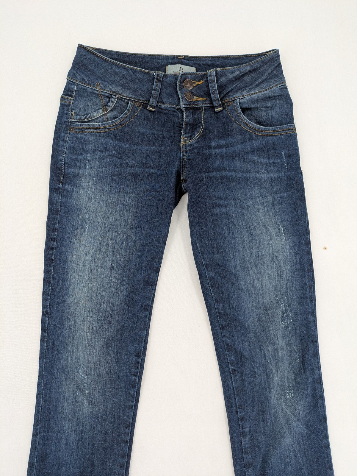 LTB blue skinny jeans dark wash double button closure stretch denim