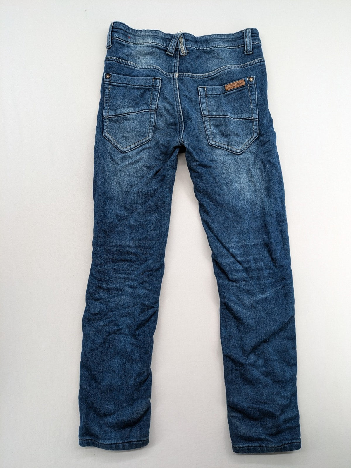 s.Oliver blue straight jeans slim fit with ripped knee details and 5-pocket style
