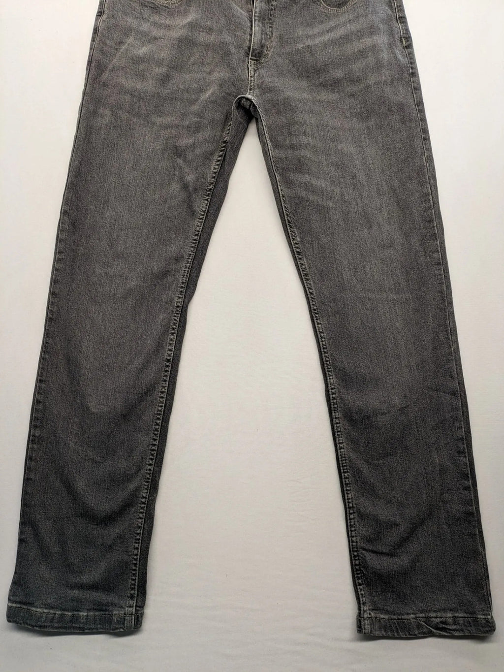 john baner grey straight jeans 5-pocket design used look cotton blend