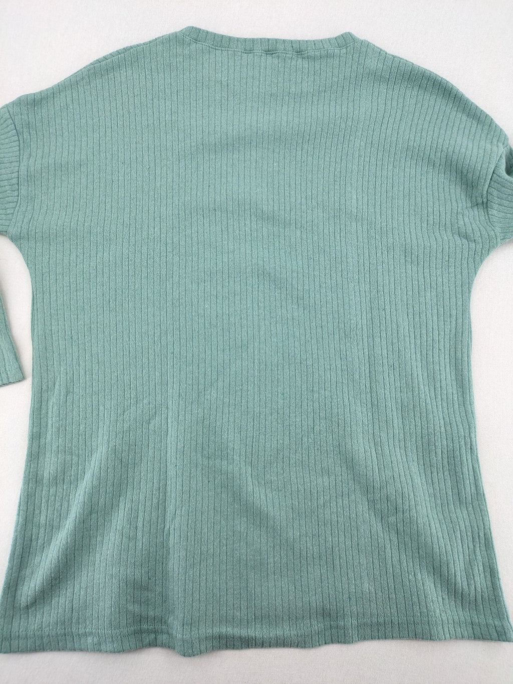 Original knit jumper mint green ribbed texture classic round neck long sleeves