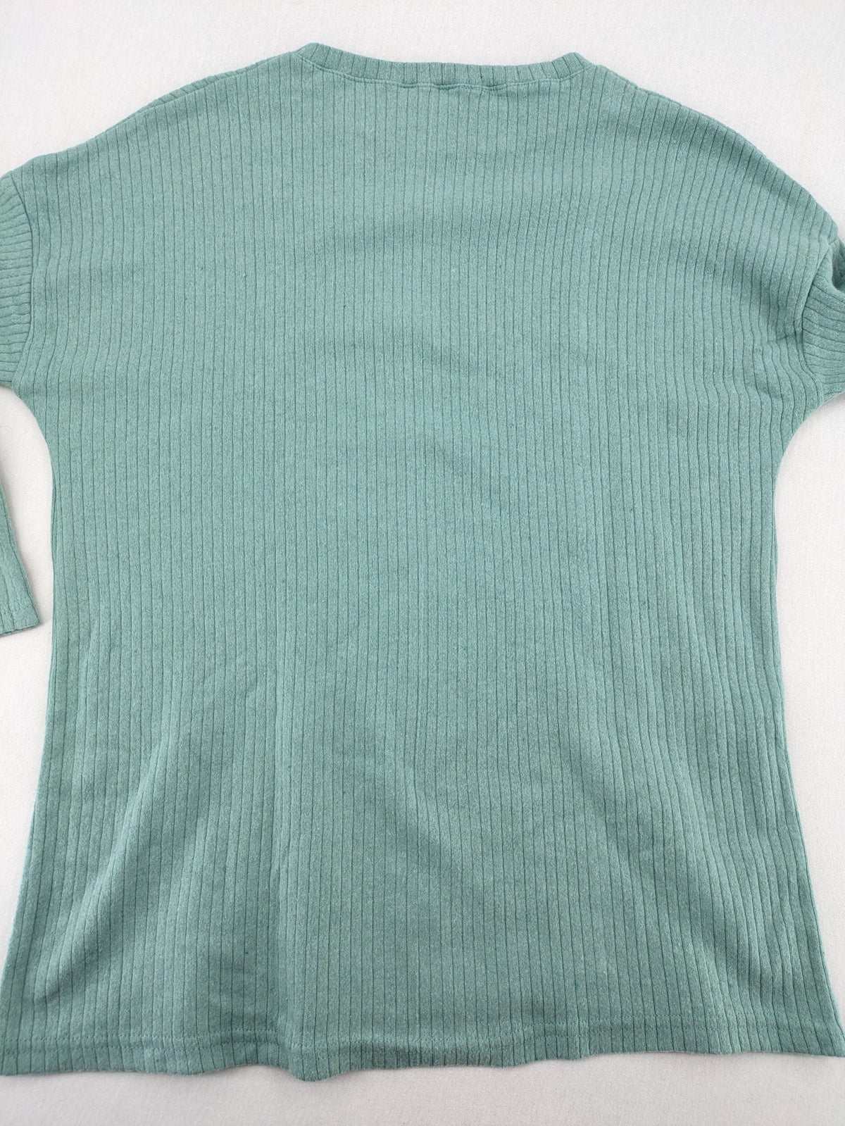 Original knit jumper mint green ribbed texture classic round neck long sleeves