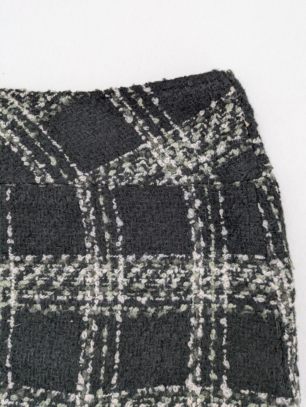 Yessica black mini skirt tweed check pattern A-line cut wool blend material
