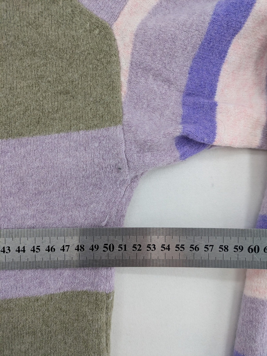 Esprit pink turtle neck jumper multicoloured striped pattern soft wool blend material