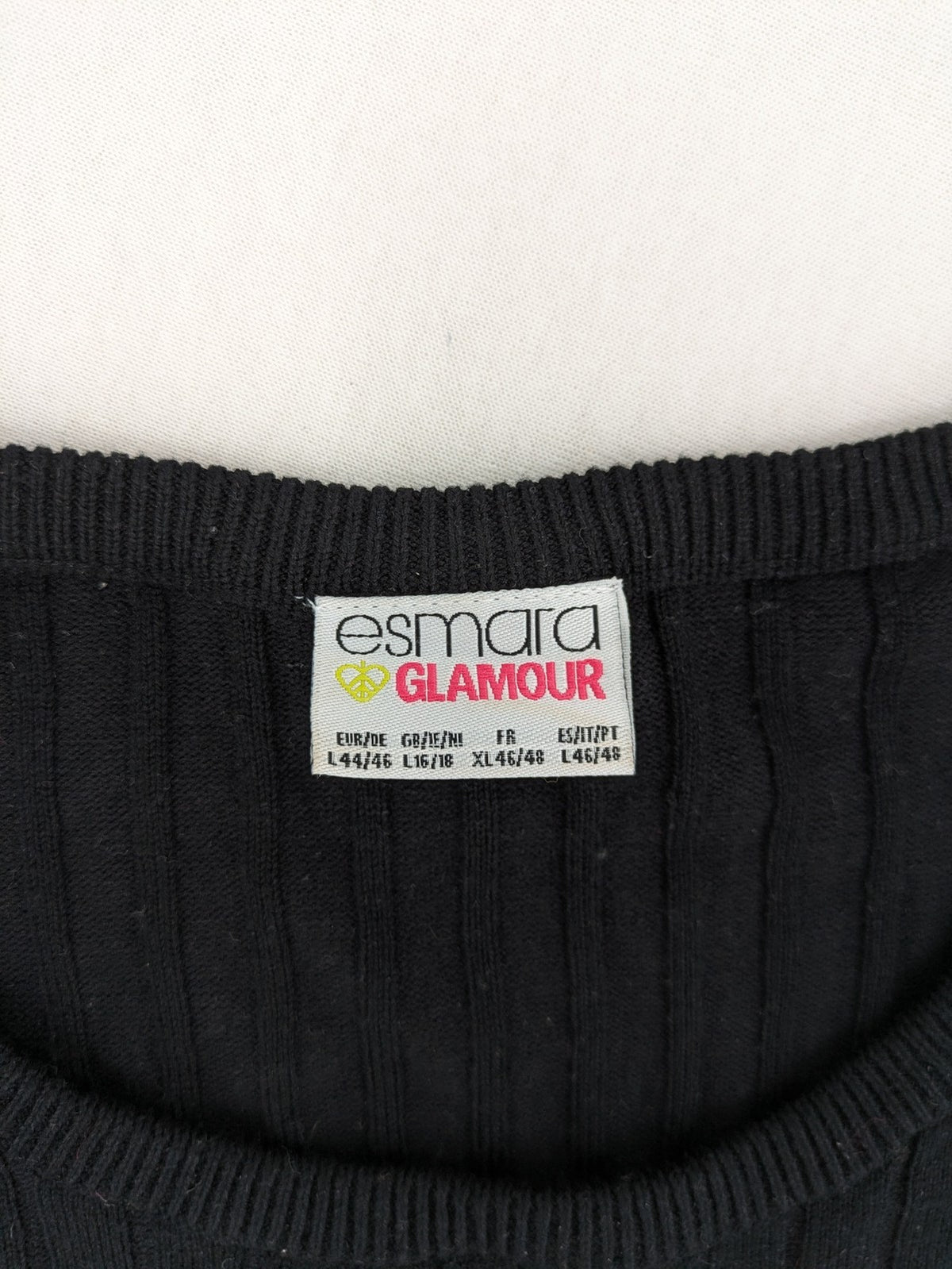 ESMARA black pullover dress ribbed knit with matching fabric belt and long sleeves