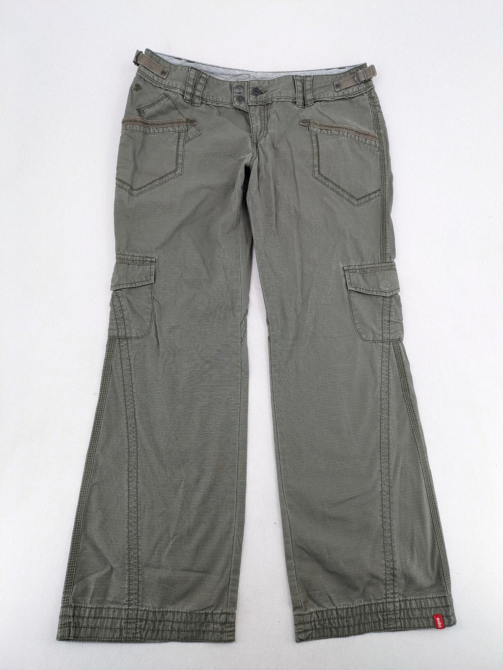 edc by Esprit khaki cargo pants ripstop fabric with multiple pockets and button fly