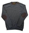 Jack & Jones brown and grey turtle neck jumper with contrasting elbow patches and shoulder buttons.