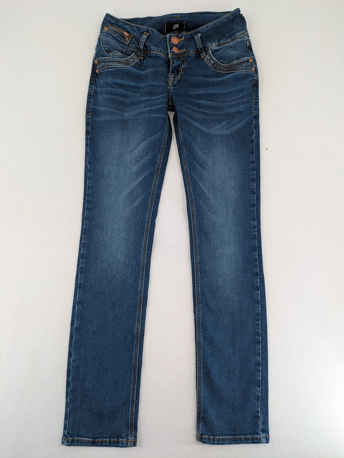 LTB blue straight jeans mid rise slim straight fit with stretch denim material