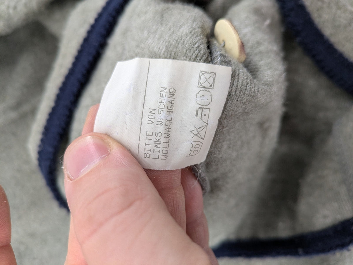 Caramasov grey and navy children's Janker jacket with contrasting trim and rustic buttons.