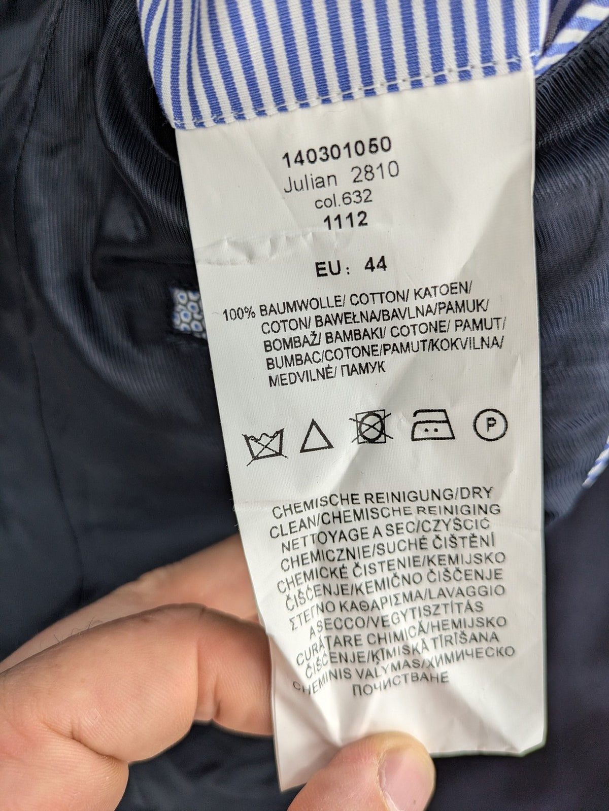 mcneal grey jacket classic cut 100% cotton with unique interior label