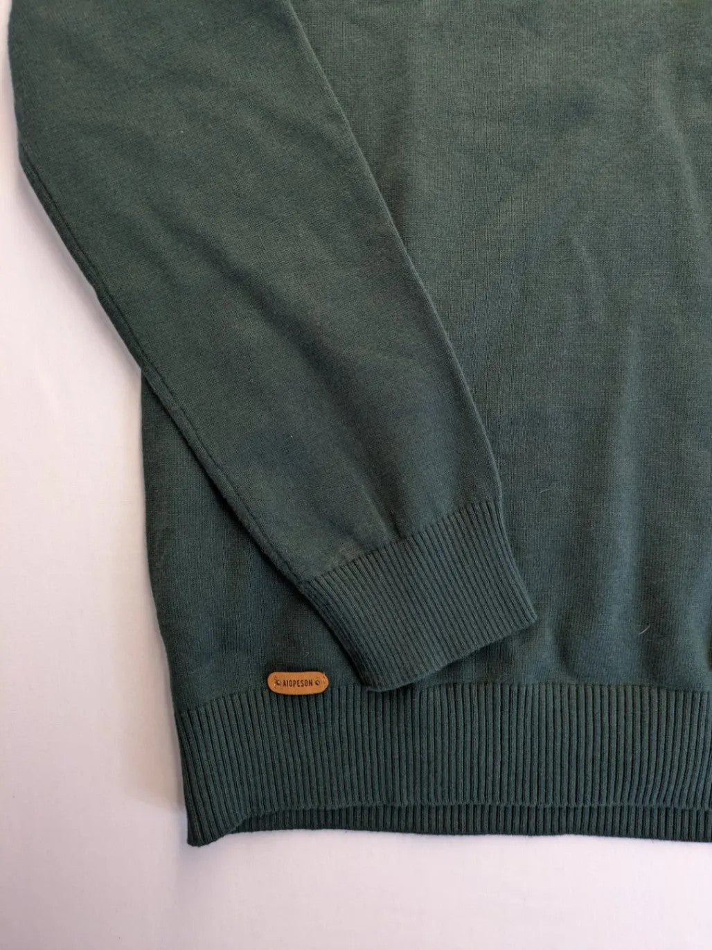 Aiopeson orange turtle neck jumper with striped pattern in navy and white, cotton blend.