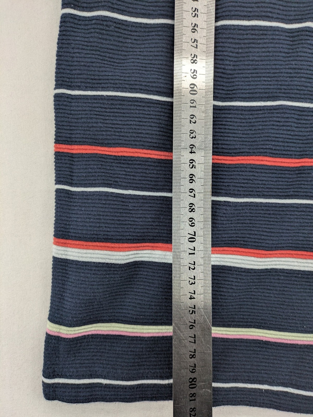 Marc O'Polo striped dress navy blue with red and white stripes, 3/4 sleeves, cotton.