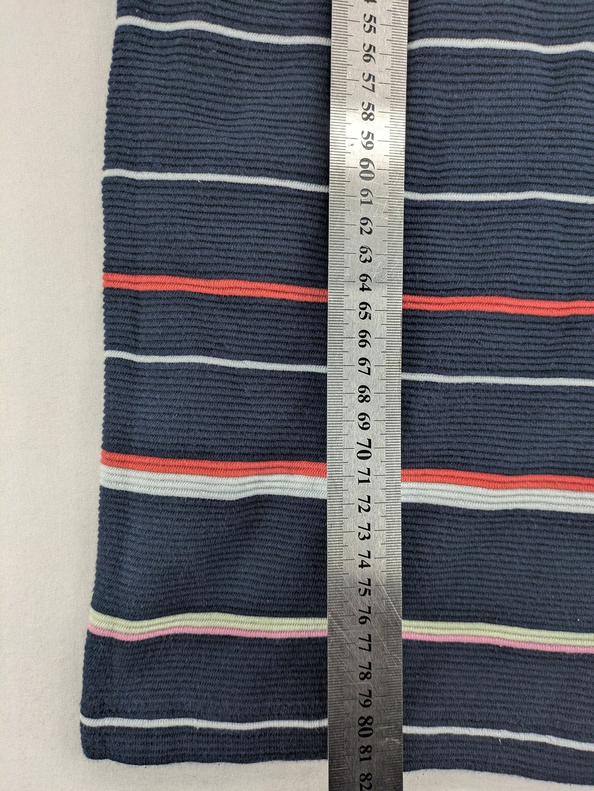 Marc O'Polo striped dress navy blue with red and white stripes, 3/4 sleeves, cotton.