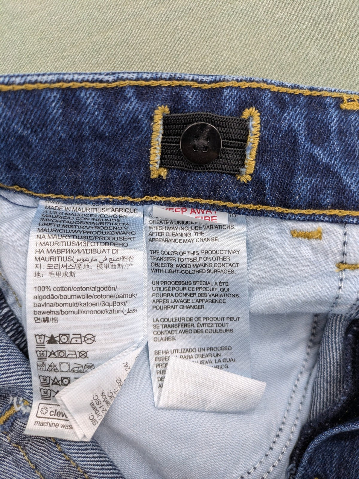 Calvin Klein Jeans blue straight jeans classic five-pocket design adjustable waistband 100% cotton