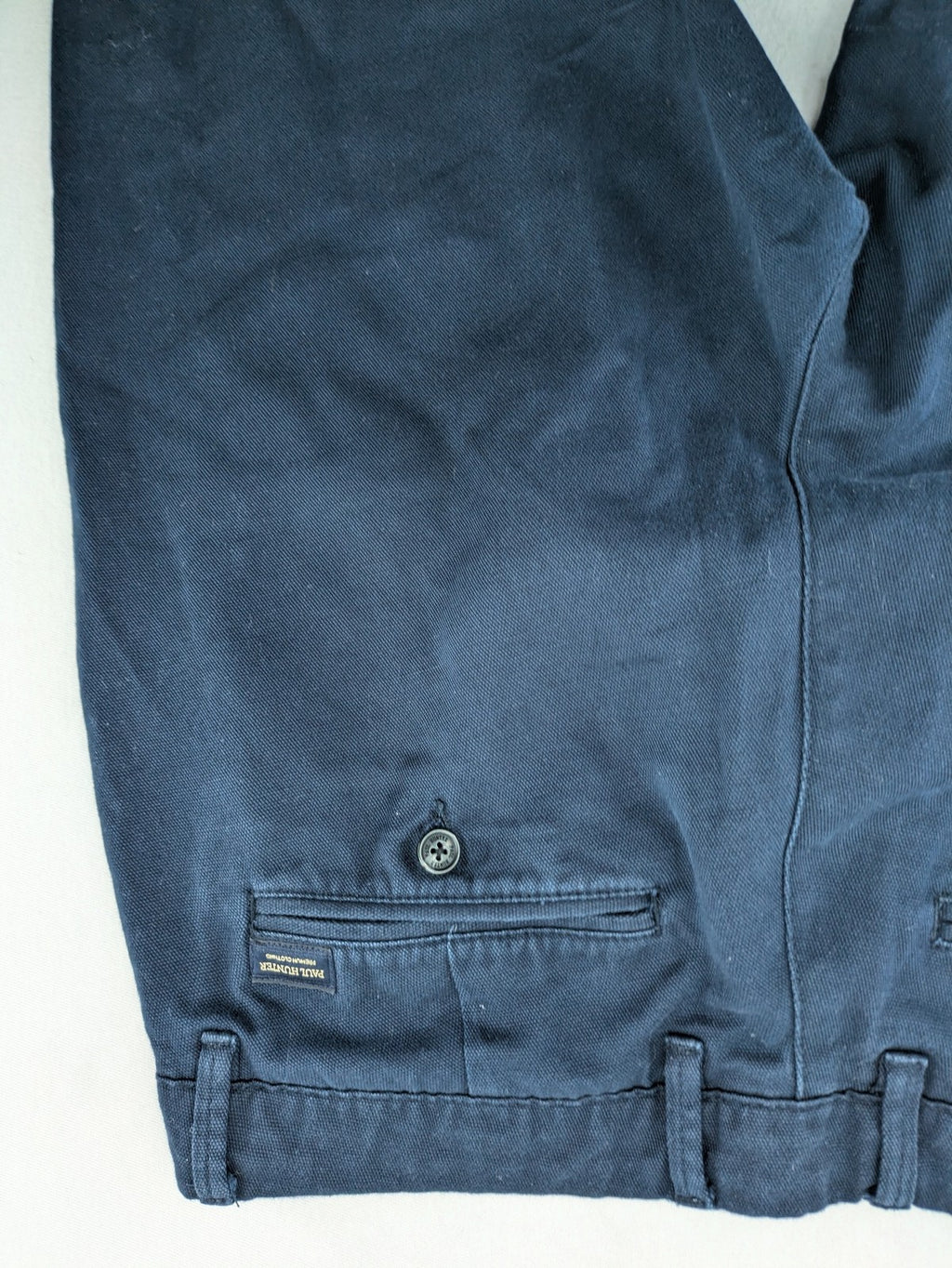 Paul Hunter navy chino pants regular fit cotton blend with stretch for comfort.