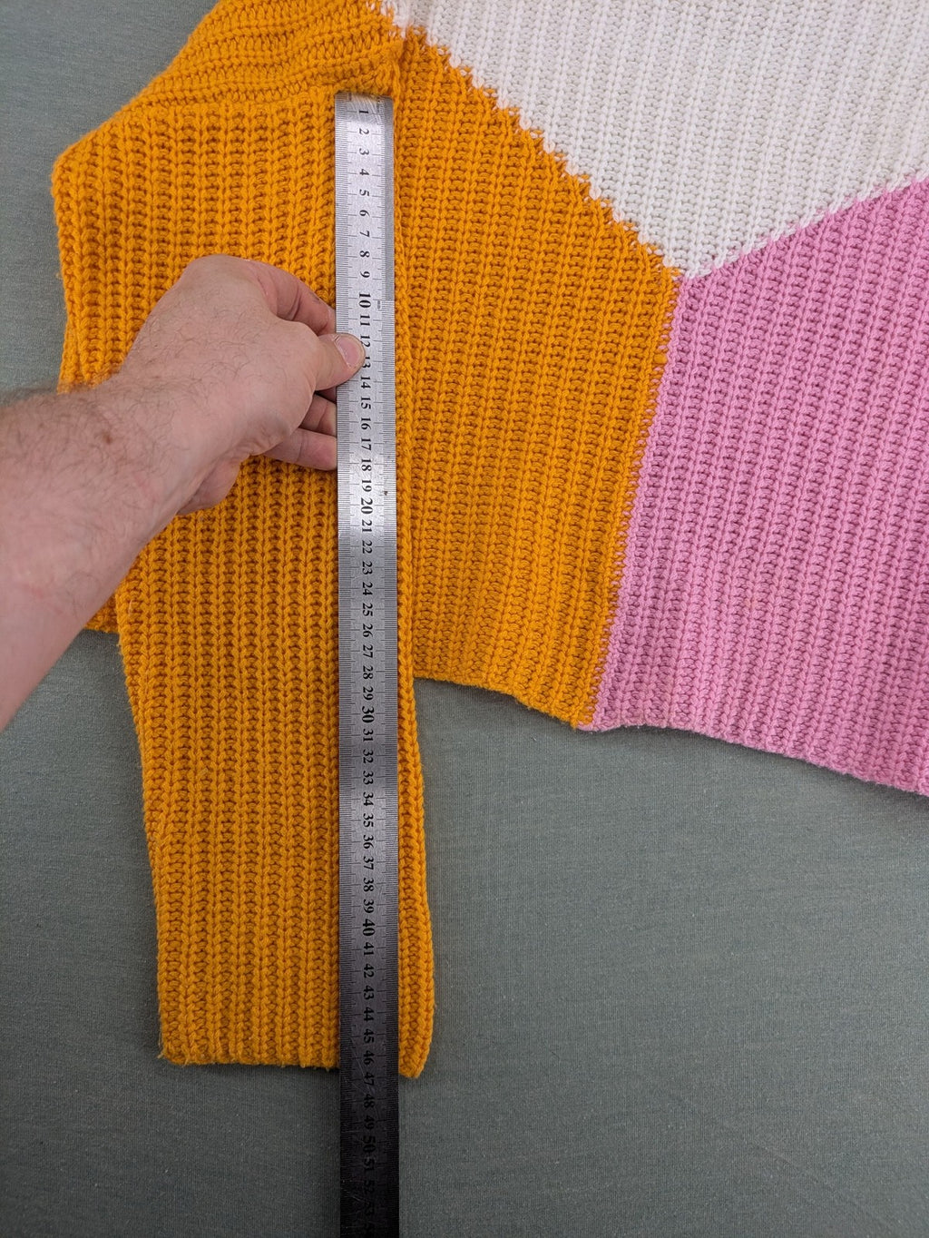 Sincerely Jules orange and pink colorblock turtle neck jumper with soft acrylic fabric.