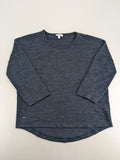 Stooker blue turtle neck jumper with melange knit texture and 3/4 sleeves.