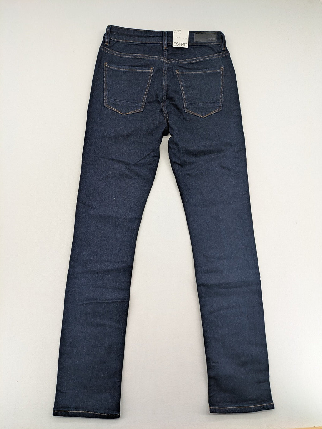 Esprit blue straight jeans with classic 5-pocket design and medium rise fit.