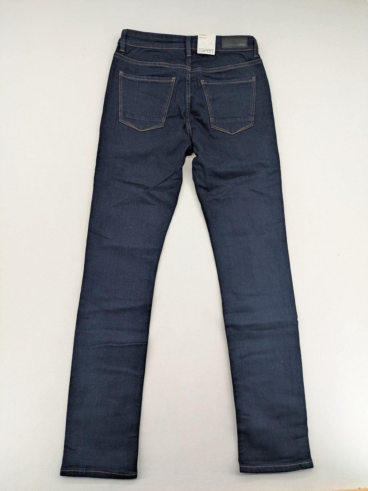 Esprit blue straight jeans with classic 5-pocket design and medium rise fit.