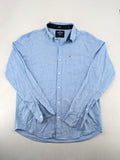 Hollister blue button-down shirt slim fit with embroidered logo and chest pocket.