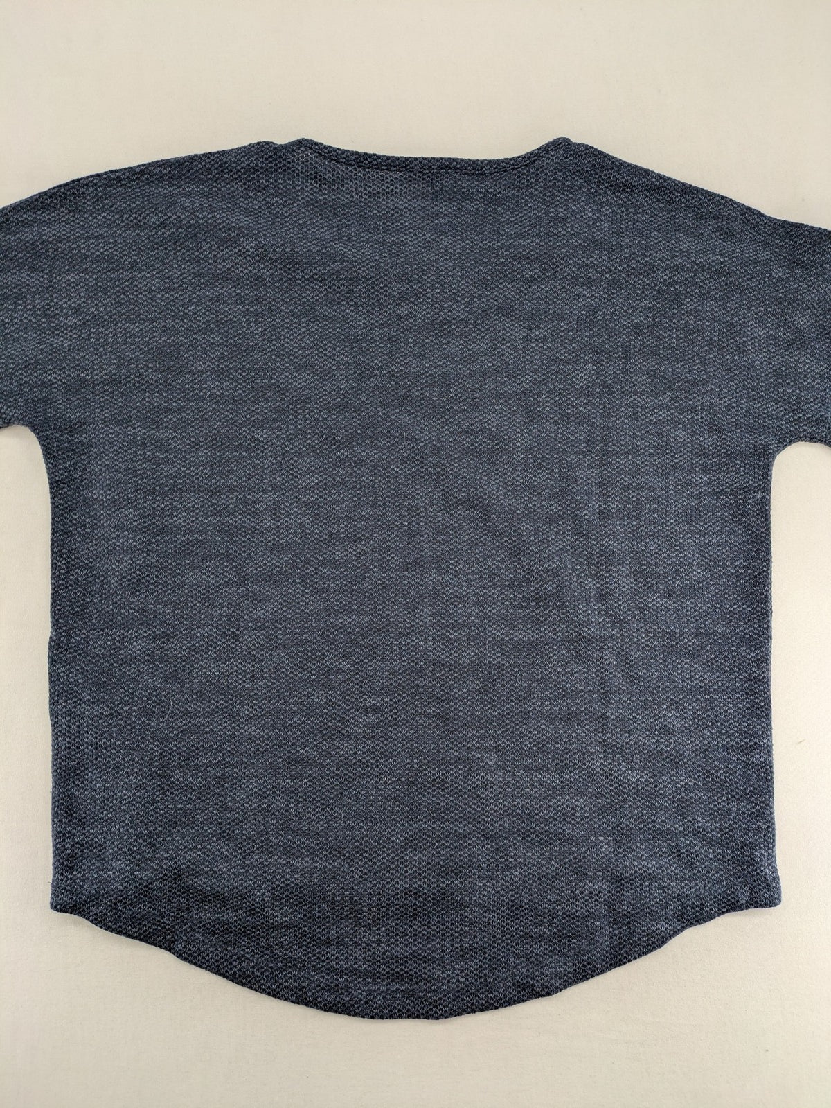 Stooker blue turtle neck jumper with melange knit texture and 3/4 sleeves.