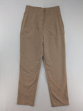 Tapered beige pants high-waist tapered fit with classic front creases and side pockets.