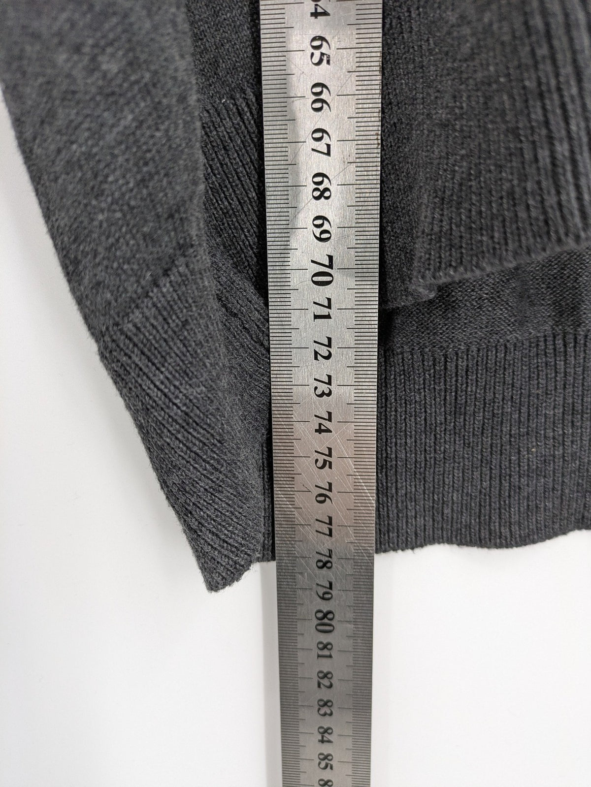 Straight Up grey cardigan with shawl collar, button front, soft cotton-acrylic blend.