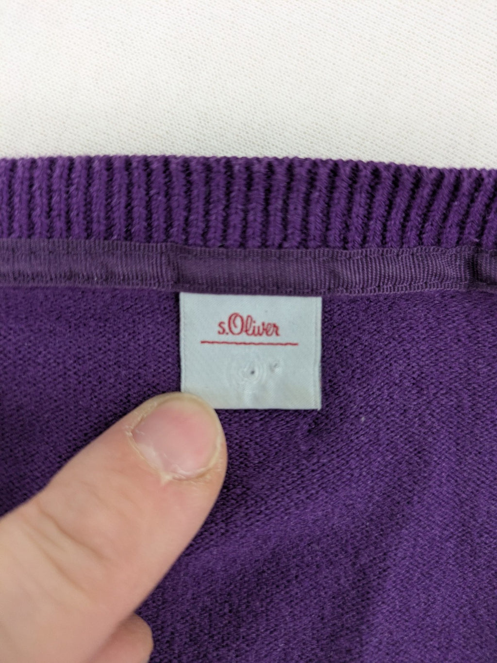 s.Oliver purple turtle neck jumper with floral pattern, buttons, and pockets in cotton blend