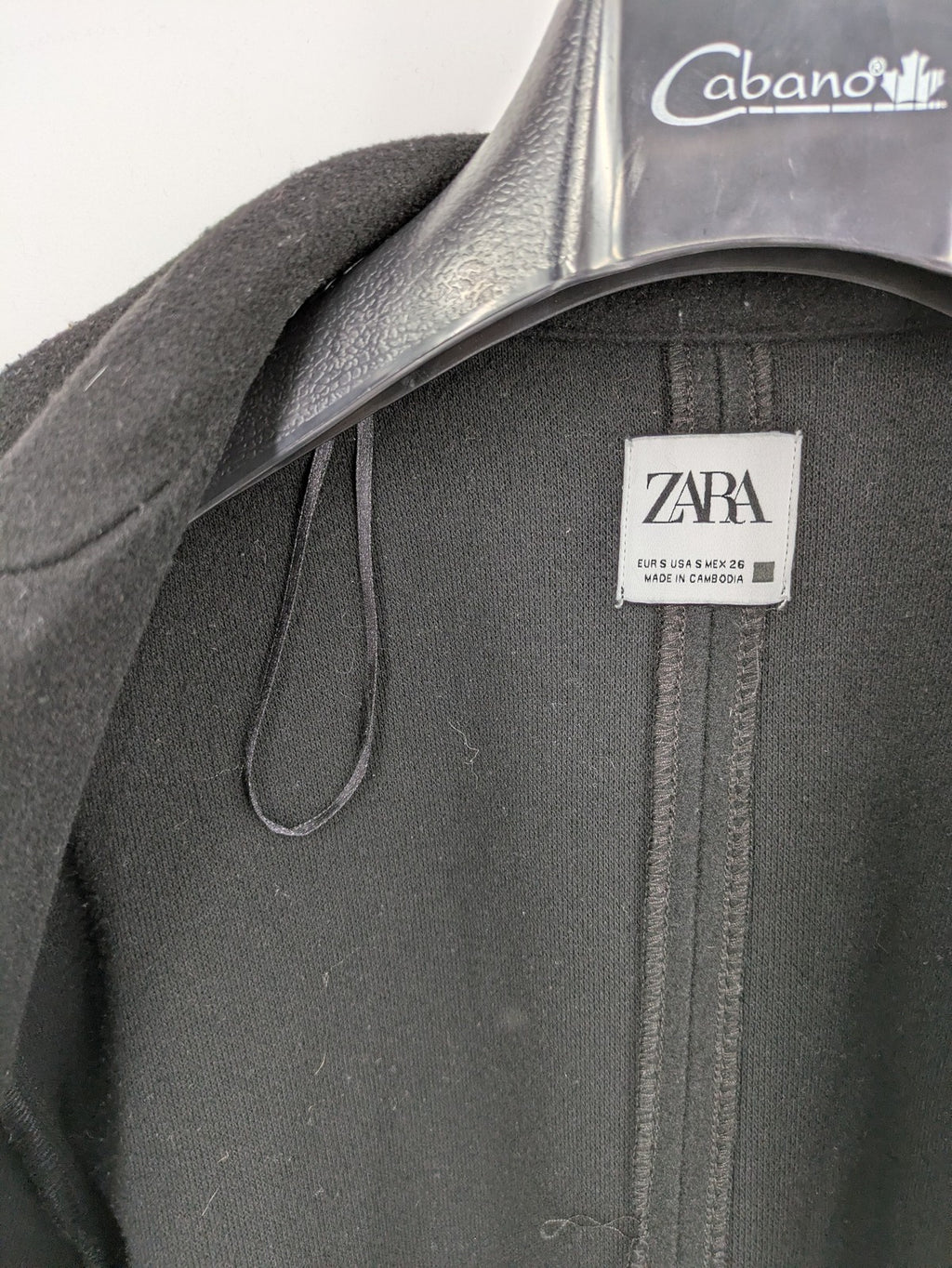 Zara black long coat open front sharp lapel classic design size S